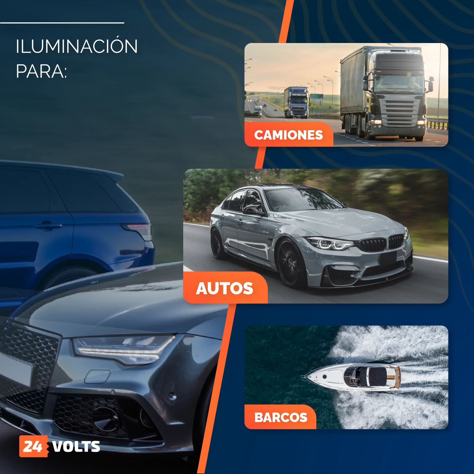 Iluminación 24 Volts para Autos, Camiones y Barcos